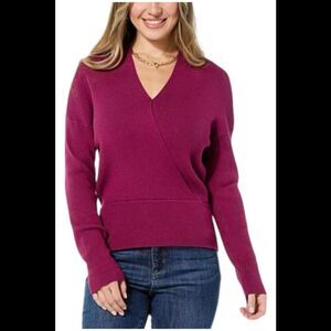Lloyd Boston Women's Sweet Surplice Long Sleeve Sweater Purple Potion - Regular